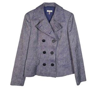 Escada Purple Sheen Silk Blend Double Breasted Blazer Jacket Size 40